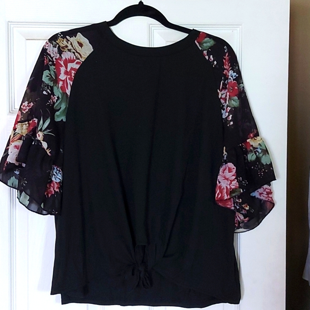 Black with sheer sleeves